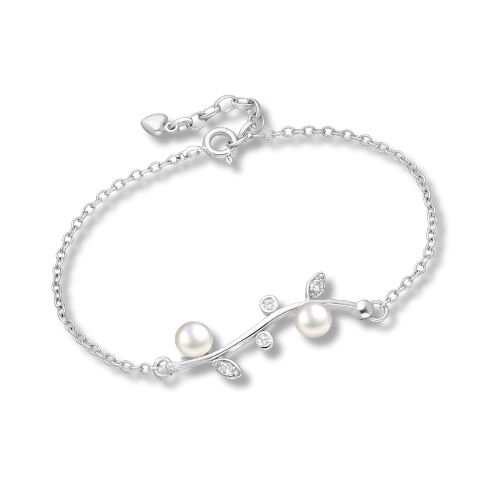 Perle Collection Sterling Silver Leaf Bracelet