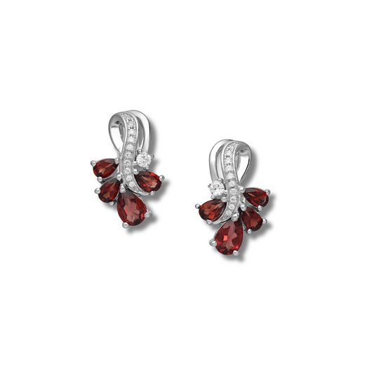 Fleur Sauvage Garnet Lock Earrings