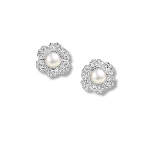 Perle Collection Floral Push-Back Earrings