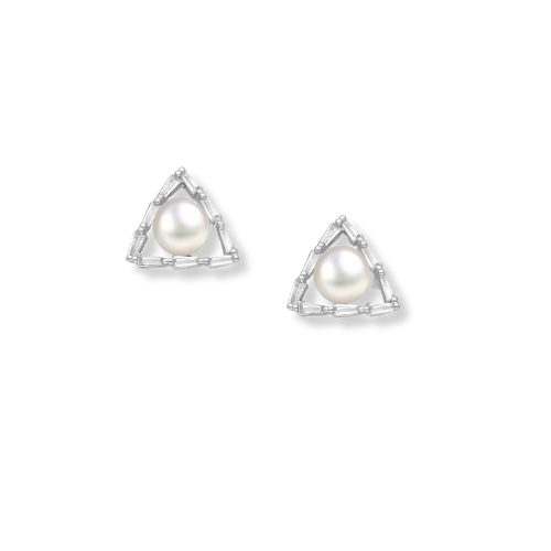 Perle Collection Sterling Silver Triangle Push-Back Earrings