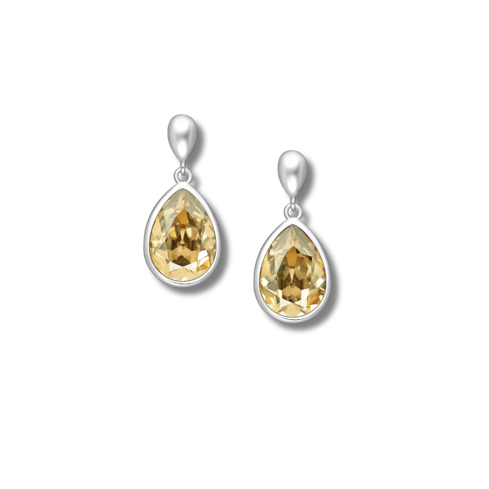 Push-Back Earrings Adorned with Fine Austrian Crystal