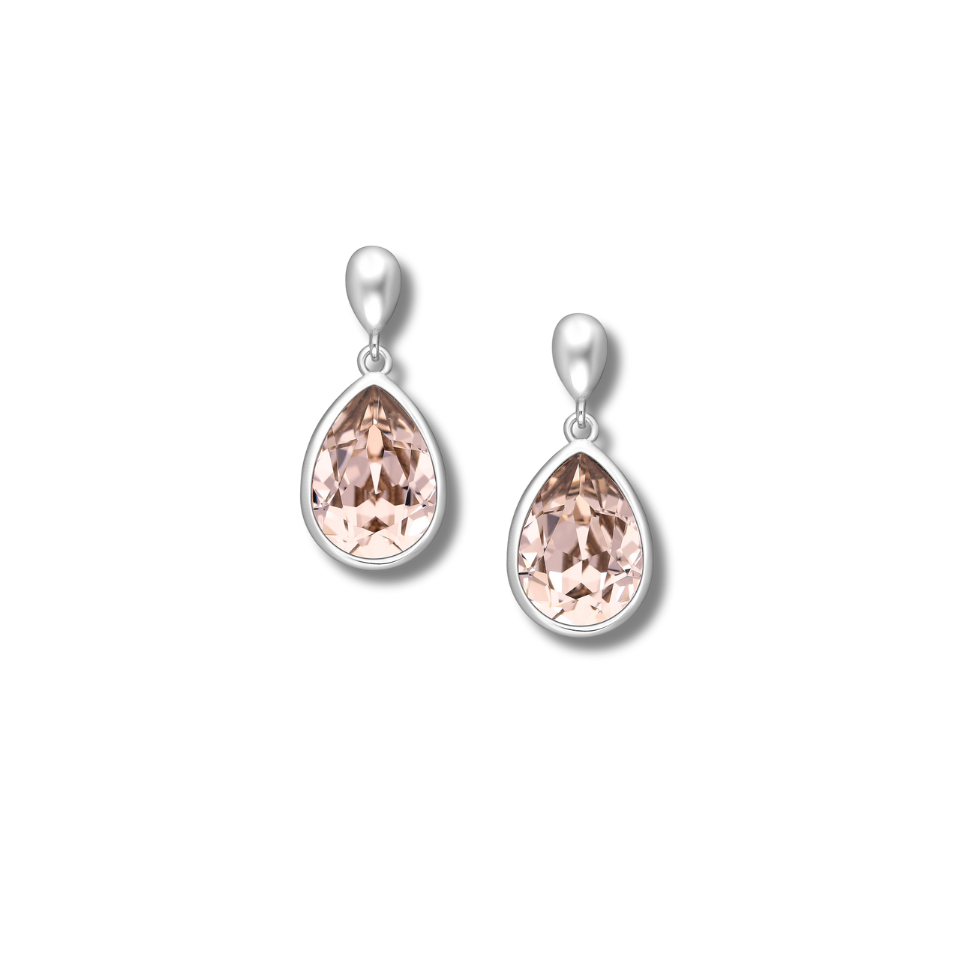 Push-Back Earrings Adorned with Fine Austrian Crystal