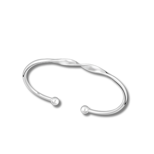 Sterling Silver Spiral and Ball Cuff