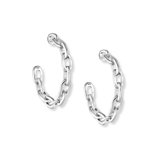 Sterling Silver Chain Link Push-Back Earrings