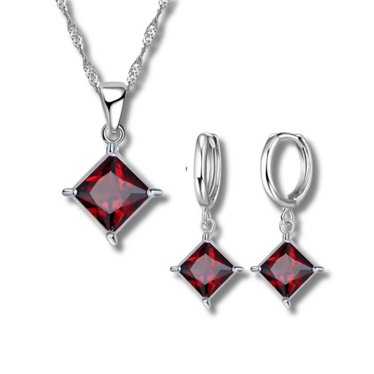 Sterling Silver Garnet Set